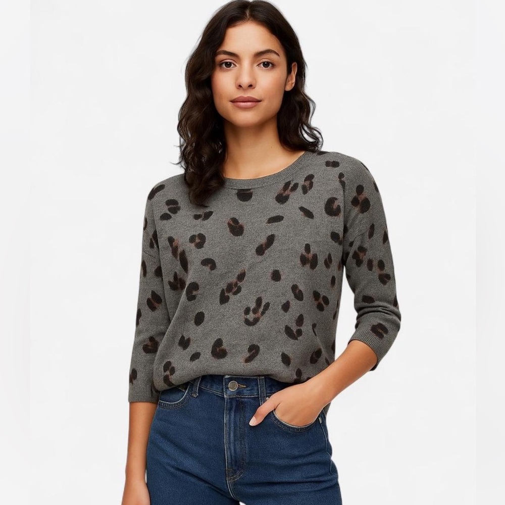 Wilfred Cashmere Blend Sweater - Leopard Print Gray (Size Small)